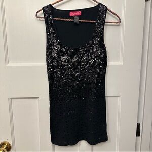 ⭐️ Say What? med Black Sequin Ribbed Tank Top